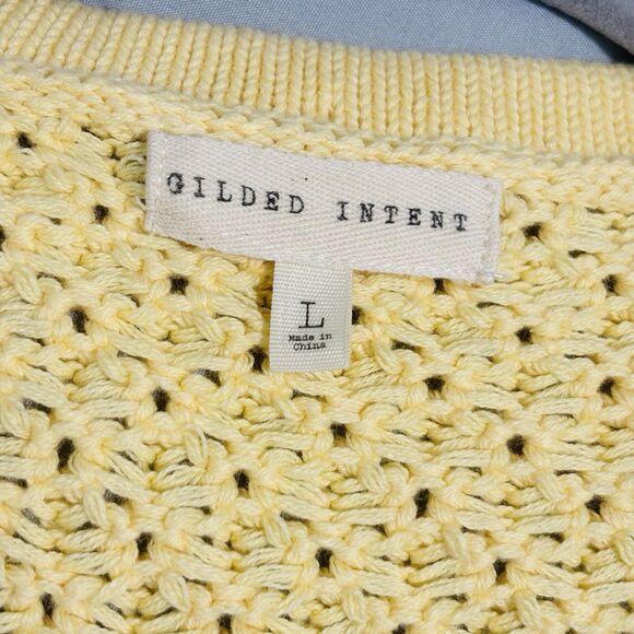 Buckle Gilded Intent Crochet Knit Crop Top Yellow Knit Sz Large - Picture 8 of 9